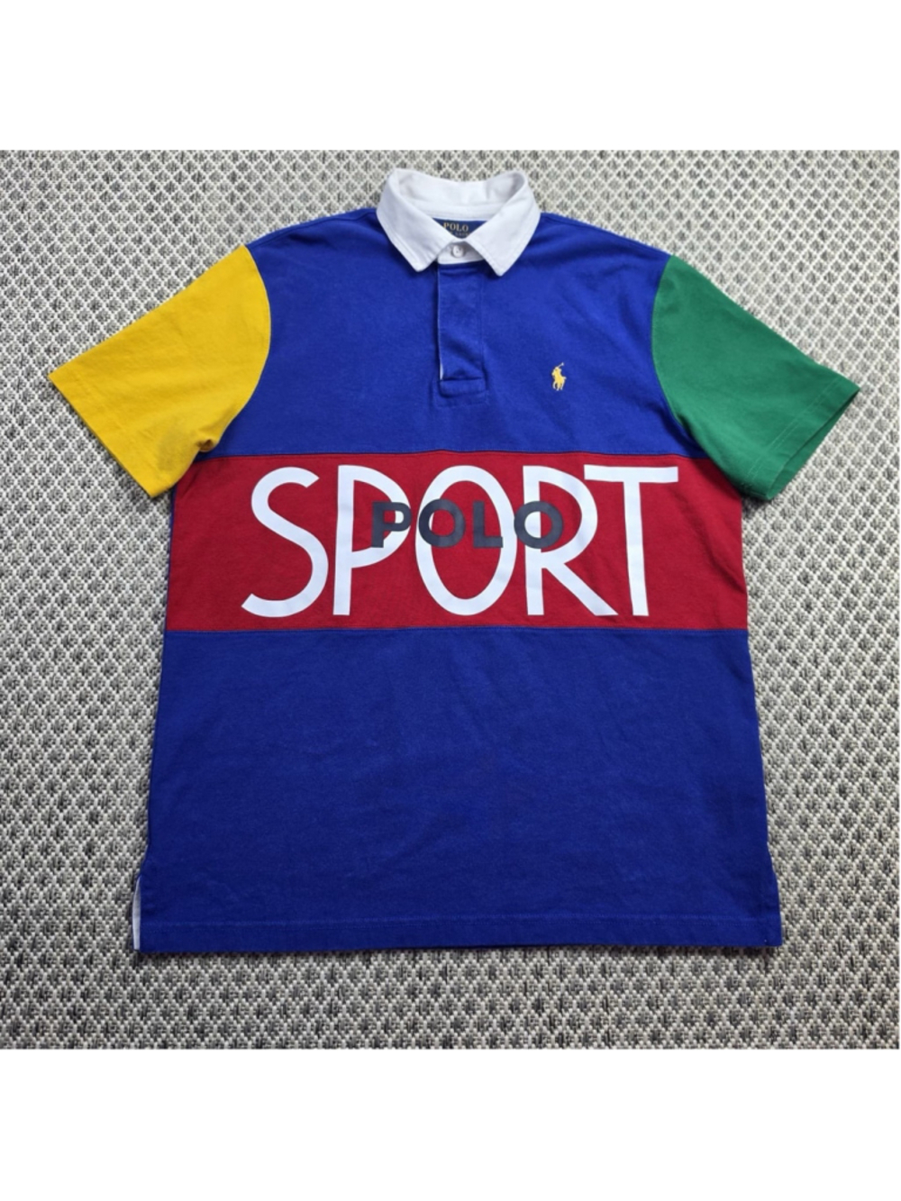 Polo Ralph Lauren SPORT Graphic Polo Shirt Mens M Colorblock Classic Fit